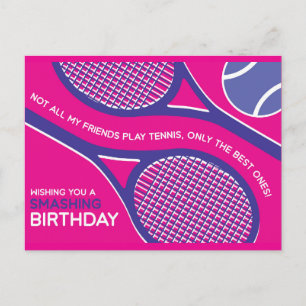 Postal 🎾 Cartão de Aniversário de Tênis cor rosa p