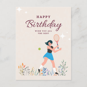 Postal Cartão de Aniversário de Tênis para Mulher Jogador