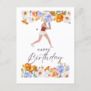 Postal Cartão de Aniversário de Tênis para Mulher Jogador