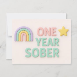 Postal Cartão de aniversário de um ano de sobriedade Sobr