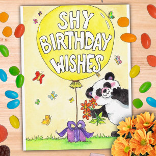 Postal Cartão de aniversário do adorável panda tímido 