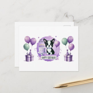 Postal Cartão de aniversário do Boston Terrier