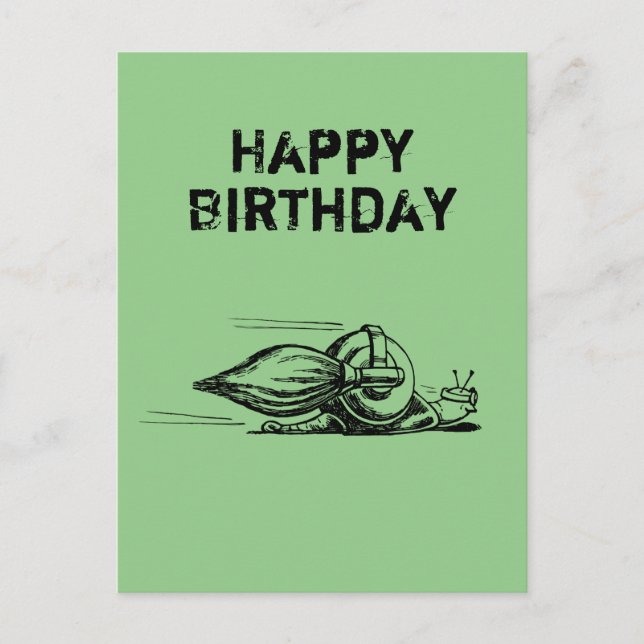Postal Cartão de Aniversário do Caracol Foguete (Frente)