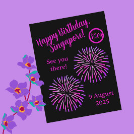 Postal Cartão de Aniversário do Dia Nacional de Singapura