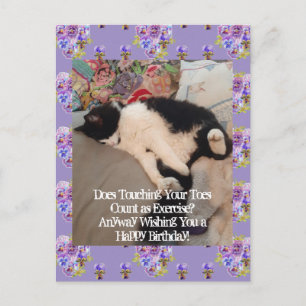 Postal Cartão de Aniversário do Gato Tuxedo Tocando os De