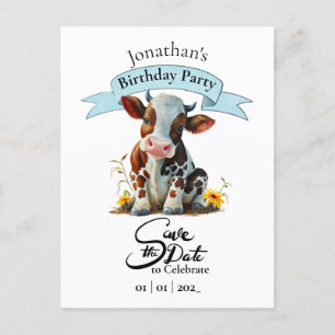 Postal Cartão de Aniversário do Menino Vaca