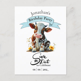 Postal Cartão de Aniversário do Menino Vaca