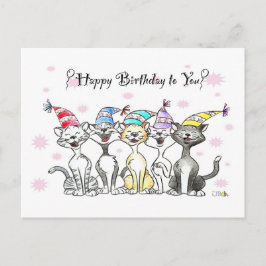 Postal Cartão de Aniversário do Partido Gatos - Arte Dese