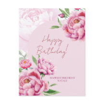 Cartão de aniversário dobrável Pink Peony