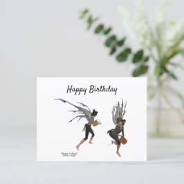 Postal Cartão de Aniversário dos Gêmeos Meninos Fadas da 