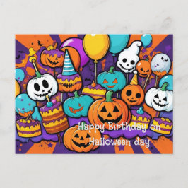 Postal Cartão de aniversário e Halloween