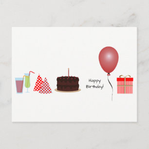 Postal Cartão de Aniversário - em vermelho