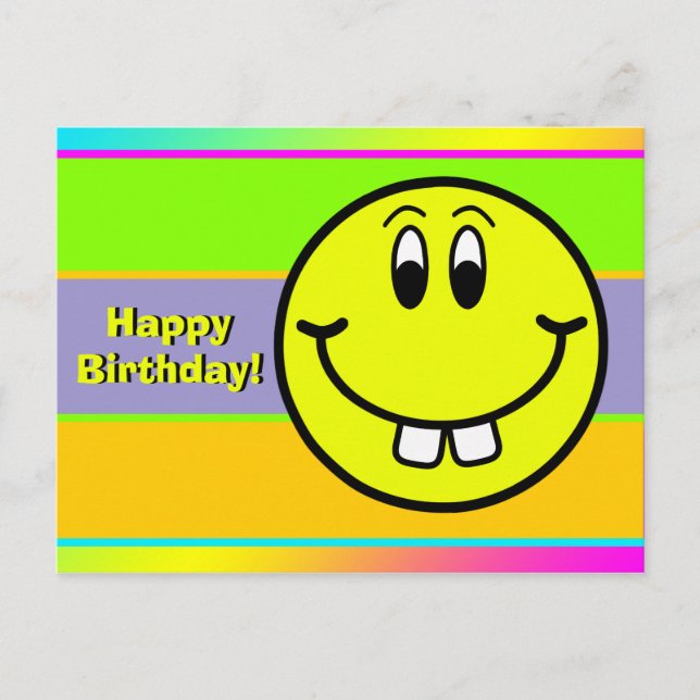 Postal Cartão de Aniversário Emoji Rosto Sorridente com D (Frente)