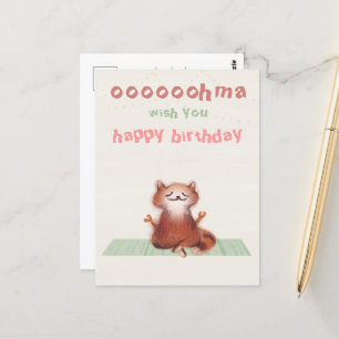 Postal Cartão de Aniversário Engraçado de Gato de Yoga Me
