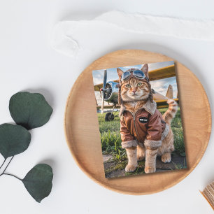 Postal Cartão de aniversário engraçado de gato piloto & a