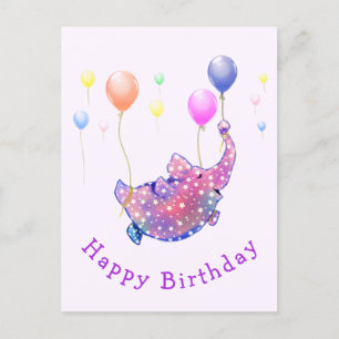 Postal Cartão de Aniversário Engraçado do Elefante Voador