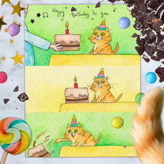 Postal Cartão de aniversário engraçado do gato