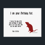 Postal Cartão de aniversário engraçado do rato<br><div class="desc">O rato do aniversário ajuda seus amigos e família a comemorar todas suas decisões duvidosas.</div>
