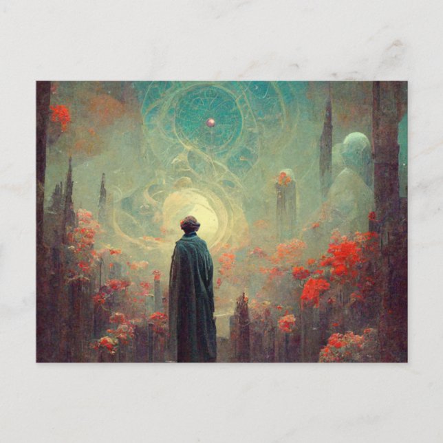 Postal Cartão de aniversário fantástico de beleza mística (Frente)