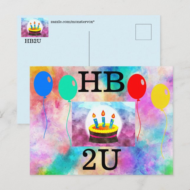 Postal Cartão de Aniversário Feliz (Frente/Verso)
