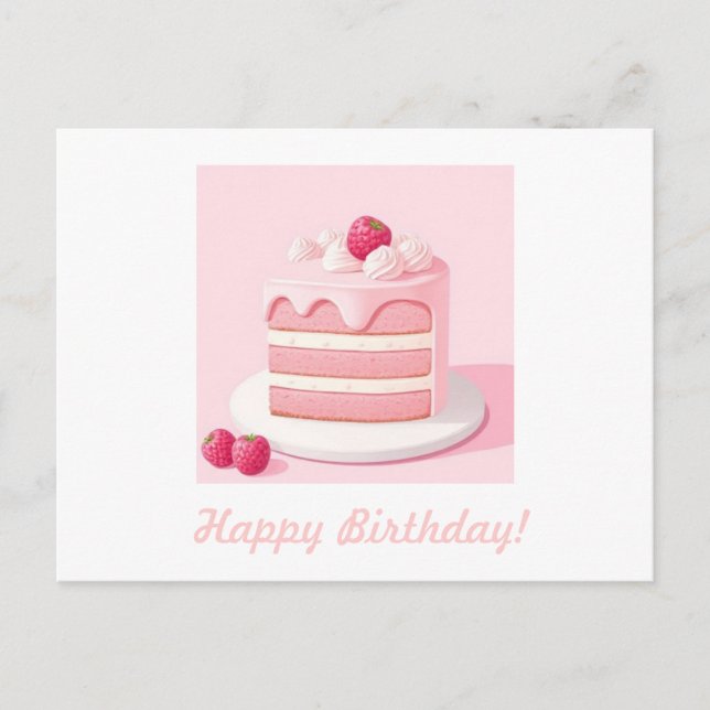Postal Cartão de Aniversário Feliz com Bolo (Frente)