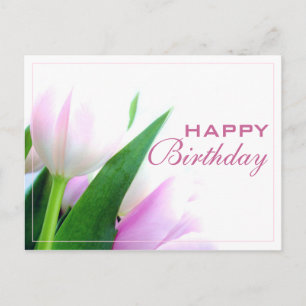 Postal Cartão de Aniversário Feliz com Foto de Tulipas