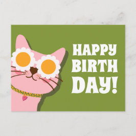 Postal Cartão de Aniversário Feliz com Gatinho Fofo