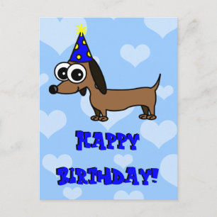 Postal Cartão de Aniversário Feliz - Dachshund