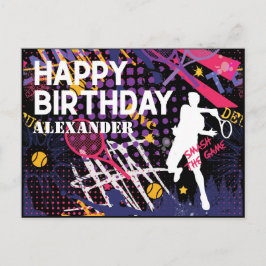 Postal Cartão de Aniversário Feliz de tênis 🎾