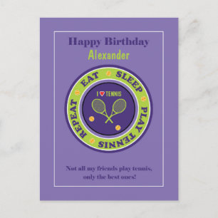 Postal Cartão de Aniversário Feliz de Tênis Roxo 🎾