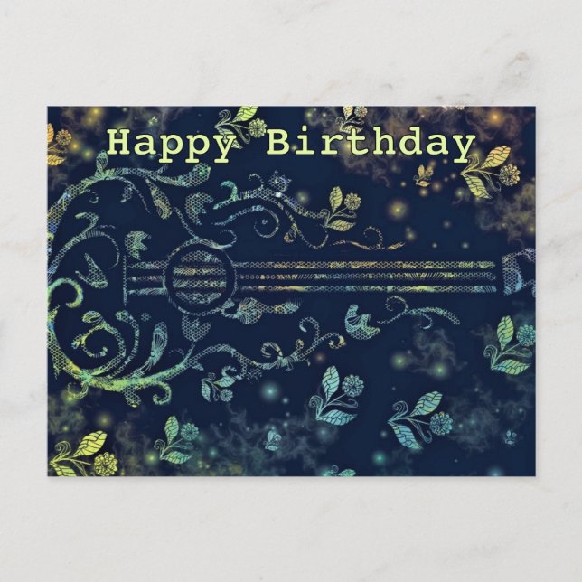 Postal Cartão de Aniversário Feliz de Violão (Frente)