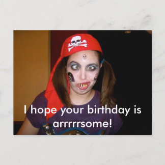 Postal Cartão de Aniversário Feliz e Engraçado Pirata
