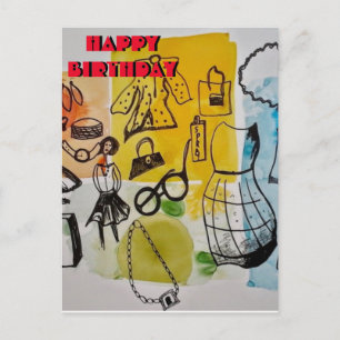 Postal Cartão de Aniversário Feliz Elegante