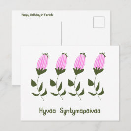 Postal Cartão de Aniversário Feliz Finlandês
