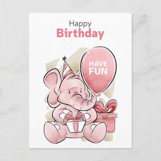 Postal Cartão de aniversário feliz fofo (Frente)