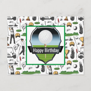 Postal Cartão de aniversário feliz jogando golfe