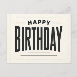 Postal Cartão de Aniversário Feliz Minimalista - Tipograf