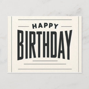 Postal Cartão de Aniversário Feliz Minimalista - Tipograf