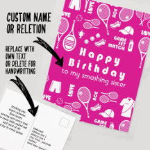 Cartão de Aniversário Feliz 💗 Rosa 🎾 Tênis