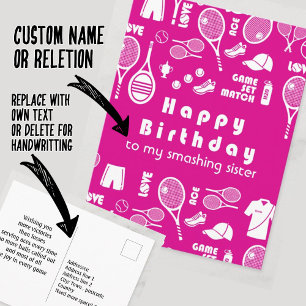 Postal Cartão de Aniversário Feliz 💗 Rosa 🎾 Tênis