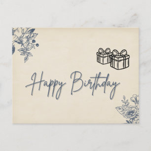 Postal Cartão de Aniversário Floral Elegante - Floral Del