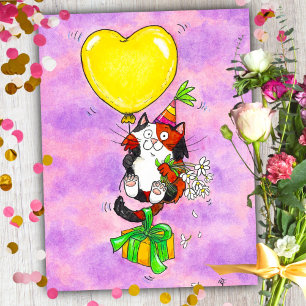 Postal Cartão de Aniversário Gato Tricolor