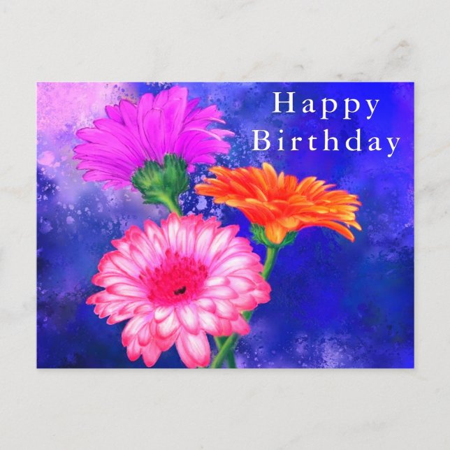 Postal Cartão de Aniversário Gerbera Daisy (Frente)