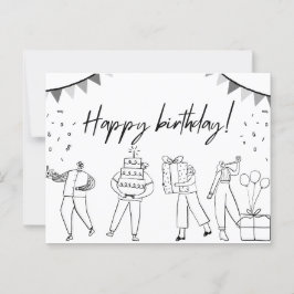 Postal Cartão de aniversário ilustrado