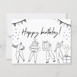 Postal Cartão de aniversário ilustrado