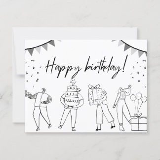 Postal Cartão de aniversário ilustrado