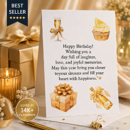 Postal Cartão de Aniversário Luxuoso Dourado para Ela | F