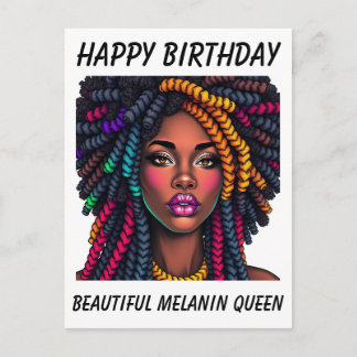 Postal Cartão de aniversário para mulher negra com melani