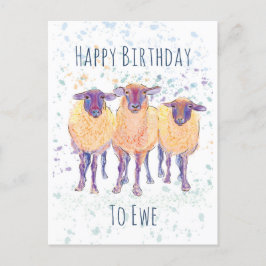 Postal Cartão de Aniversário Para Ovelha