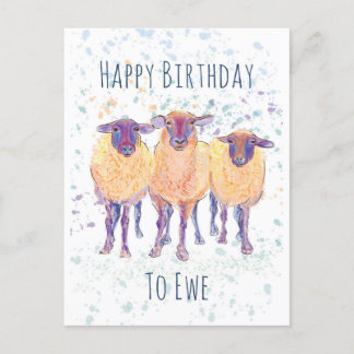 Postal Cartão de Aniversário Para Ovelha